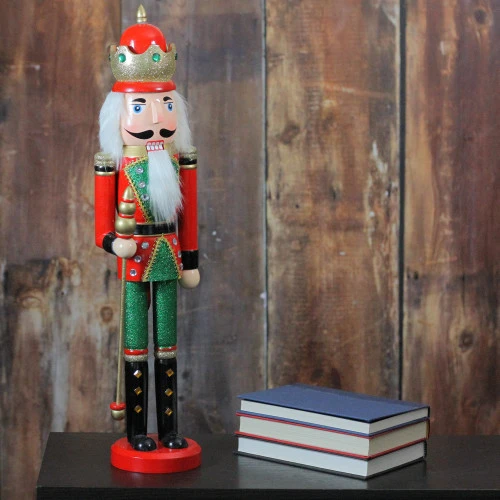 Northlight 24" Red And Green Wooden Christmas Nutcracker King With Scepter 6 Northlight 24" Red And Green Wooden Christmas Nutcracker King With Scepter - Image 4