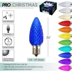 Light Line Kit - SPT-1 C9 50' White Cord, 12" Spacing, 50 Blue Bulbs, With 3 Male And Female Slide On Plugs -Christmas Decor Sale pc c9 b diagram 7