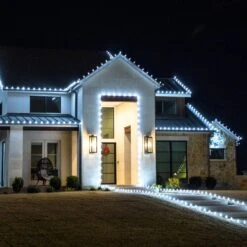 Light Line Kit - SPT-1 C9 100' White Cord, 12" Spacing, 100 Cool White Bulbs, With 4 Male And Female Slide On Plugs -Christmas Decor Sale pc c9 cw c 2