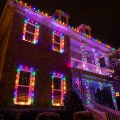 Light Line Kit - SPT-1 C9 100' White Cord, 12" Spacing, 100 Multi Bulbs, With 4 Male And Female Slide On Plugs -Christmas Decor Sale pc c9 m c 2