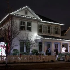 Light Line Kit - SPT-1 C9 50' Green Cord, 12" Spacing, 50 Pure White Bulbs, With 3 Male And Female Slide On Plugs -Christmas Decor Sale pc c9 pw d 3