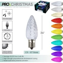 Light Line Kit - SPT-1 C9 50' Green Cord, 12" Spacing, 50 Pure White Bulbs, With 3 Male And Female Slide On Plugs -Christmas Decor Sale pc c9 pw diagram 3