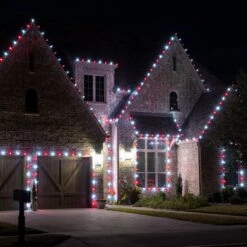 Light Line Kit - SPT-1 C9 100' White Cord, 12" Spacing, 50 Cool White And 50 Red Bulbs, With 4 Male And Female Slide On Plugs -Christmas Decor Sale pc c9 r c 2