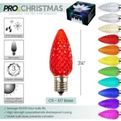 Light Line Kit - SPT-1 C9 50' White Cord, 12" Spacing, 25 Pure White And 25 Red Bulbs, With 3 Male And Female Slide On Plugs -Christmas Decor Sale pc c9 r diagram 17