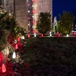 Light Line Kit - SPT-1 C9 100' Green Cord, 12" Spacing, 50 Warm White And 50 Red Bulbs, With 4 Male And Female Slide On Plugs -Christmas Decor Sale pc c9 r e 1