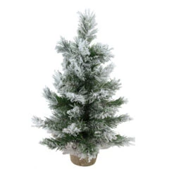 Northlight 18" Flocked Pine Medium Artificial Christmas Tree In Burlap Base - Unlit