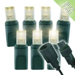 Slow Fade Warm White Wide Angle Conical - 4" Spacing, 70 Bulb, Grn Cord, UL Coaxial RY Plug - Full Wave