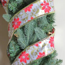 Northlight Red And Gold Poinsettia Print Wired Christmas Craft Ribbon 2.5" X 10 Yards -Christmas Decor Sale ps1dbdlnke9csncvdtkjitseuy0mpgqy 09245.1665174045