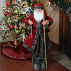 Northlight 48" Red And Brown Santa Claus With Walking Stick Standing Christmas Figure -Christmas Decor Sale qpj0r3yyvxosyifash2pab5gurbsln6e 79383.1587645148