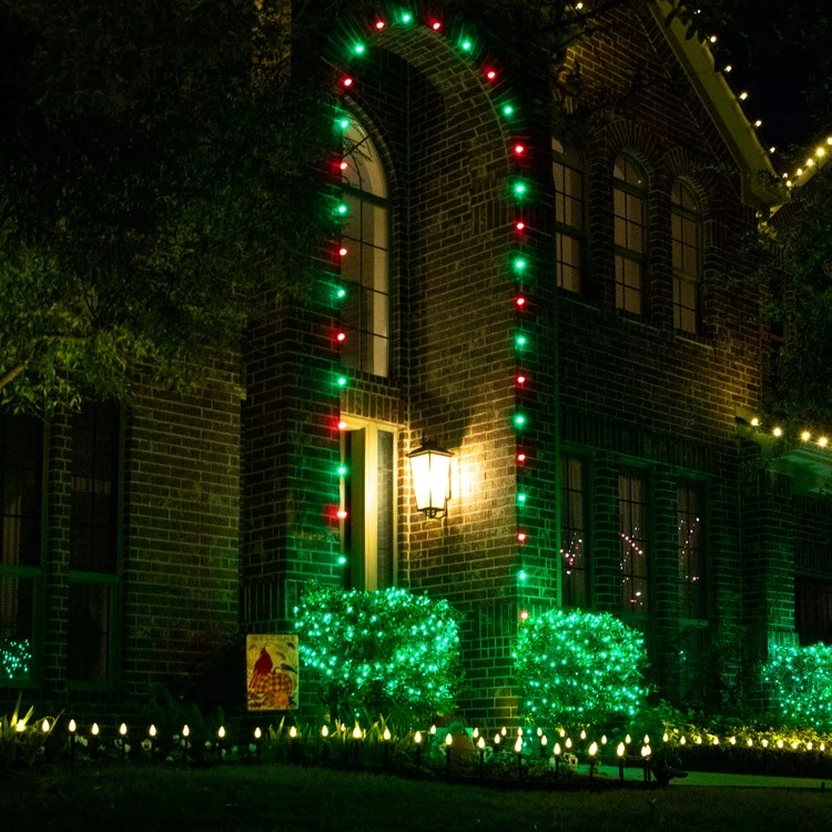 Light Line Kit - SPT-1 C9 100' Green Cord, 12" Spacing, 50 Red And 50 Green Bulbs, With 4 Male And Female Slide On Plugs 6 Light Line Kit - SPT-1 C9 100' Green Cord, 12" Spacing, 50 Red And 50 Green Bulbs, With 4 Male And Female Slide On Plugs - Image 4