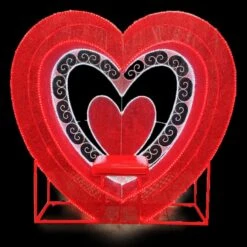 3D Valentine Photo Throne With Decorative Chair Back - Glitter Mesh With Rope Light Outline