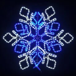 36" Star Snowflake - Pure White And Blue
