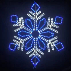 24" Winter Snowflake - Pure White And Blue