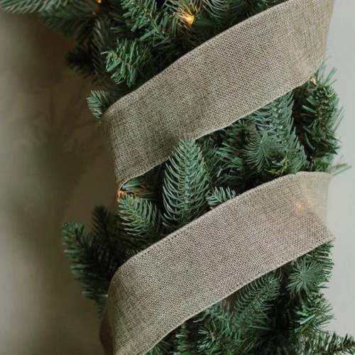 Northlight Faded Green And Brown Burlap Christmas Wired Craft Ribbon 2.5" X 10 Yards 5 Northlight Faded Green And Brown Burlap Christmas Wired Craft Ribbon 2.5" X 10 Yards - Image 3
