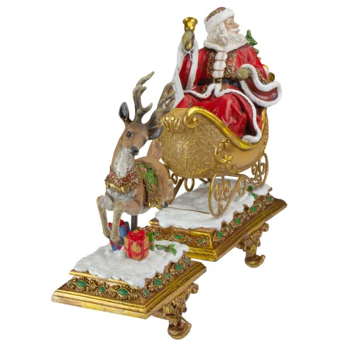 Northlight Set Of 2 Brown And Red Santa Claus With Reindeer Christmas Stocking Holders 9.5" 4 Northlight Set Of 2 Brown And Red Santa Claus With Reindeer Christmas Stocking Holders 9.5" - Image 2