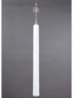 42" Clear And White Snow Drift Exquisite Crystal Snowflakes With Tassel Christmas Ornament