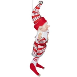 13" Red And White Peppermint Striped Elf With Jingle Bells -Christmas Decor Sale select xn4402013 rw 3 59429.1588414228