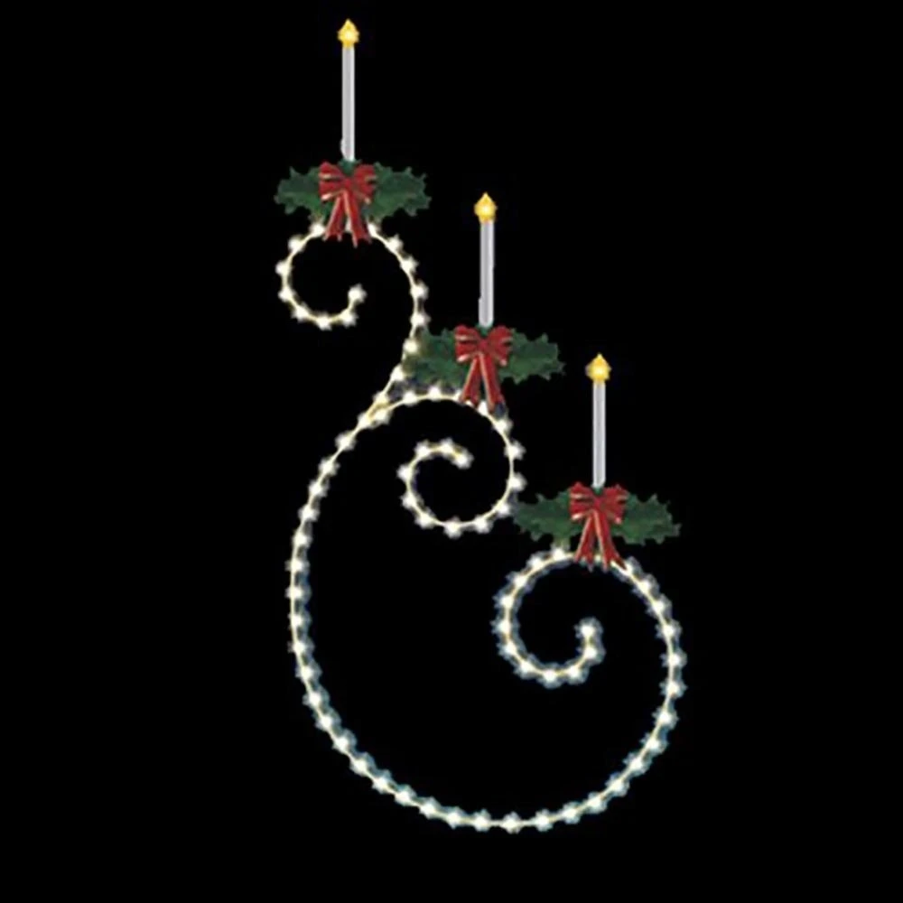 Candle Scroll 3' 10" W X 8' 6" T, 81 Bulbs, LED 3 Candle Scroll 3' 10" W X 8' 6" T, 81 Bulbs, LED