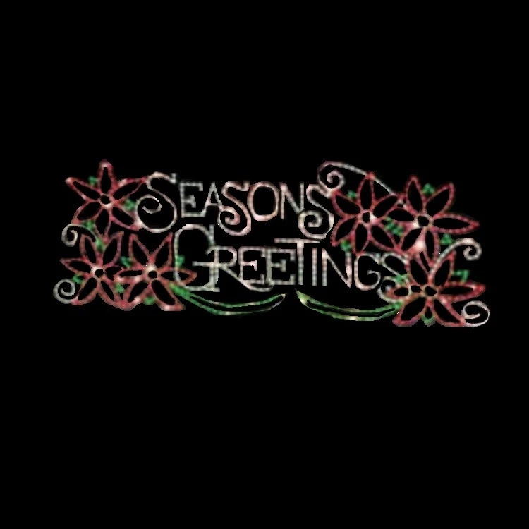 Seasons Greetings W/ Poinsettias, LED 3 Seasons Greetings W/ Poinsettias, LED