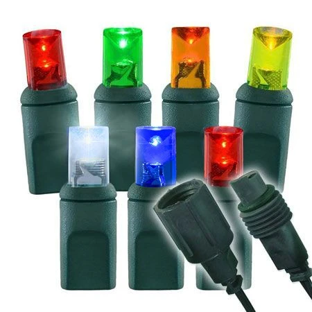 1/5 Strobing Wide Angle Conical LED - 4" Spacing, 70 Bulb, Grn Cord, UL Coaxial RY Plug - Full Wave - Pure White Stobe With Multi 3 1/5 Strobing Wide Angle Conical LED - 4" Spacing, 70 Bulb, Grn Cord, UL Coaxial RY Plug - Full Wave - Pure White Stobe With Multi