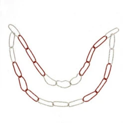 Northlight 36" Red And Silver Round Loops Christmas Chain Garland - Unlit