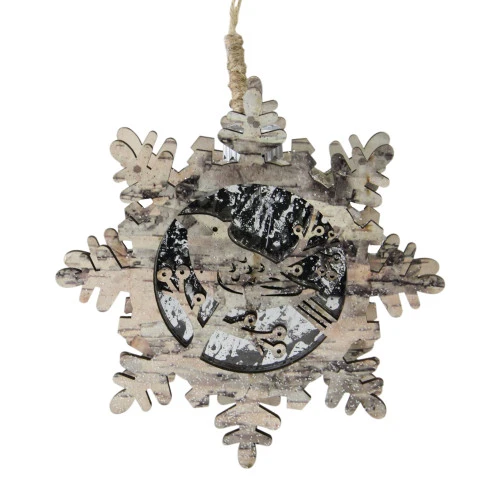 Northlight 6" Brown And Gray Pre-Lit Snowflake With Bird Christmas Ornament 3 Northlight 6" Brown And Gray Pre-Lit Snowflake With Bird Christmas Ornament