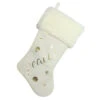 Northlight 19" Ivory White Gold Foil "Peace" Christmas Stocking With White Faux Fur Cuff
