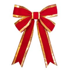 Christmas Designers 36" Red Velvet With Gold Trim Christmas Bow