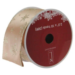 Northlight Gold Snowflakes Christmas Wired Craft Ribbon 2.5" X 10 Yards