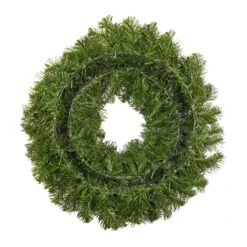24" Deluxe Oregon Fir Wreath - Lit With Warm White And Red LEDs - No Bow -Christmas Decor Sale w 24 dof back 11