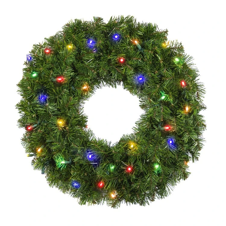 24" Deluxe Oregon Fir Wreath - Lit With Multicolor LEDs - No Bow 3 24" Deluxe Oregon Fir Wreath - Lit With Multicolor LEDs - No Bow