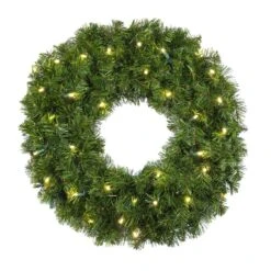 24" Deluxe Oregon Fir Wreath - Lit With Warm White LEDs - No Bow