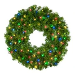 30" Deluxe Oregon Fir Wreath - Lit With Multi-Color LEDs - No Bow