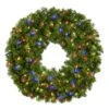 36" Deluxe Oregon Fir Wreath - Lit With Multicolor LEDs - No Bow