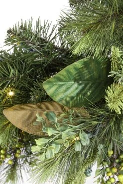 36" Mixed Pine Magnolia Berry Wreath - Warm White 13 36" Mixed Pine Magnolia Berry Wreath - Warm White -Christmas Decor Sale w 36 mpmb ww c 1