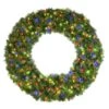 48" Deluxe Oregon Fir Wreath - Lit With Multicolor LEDS - No Bow -Christmas Decor Sale w 48 dofl 6 m2