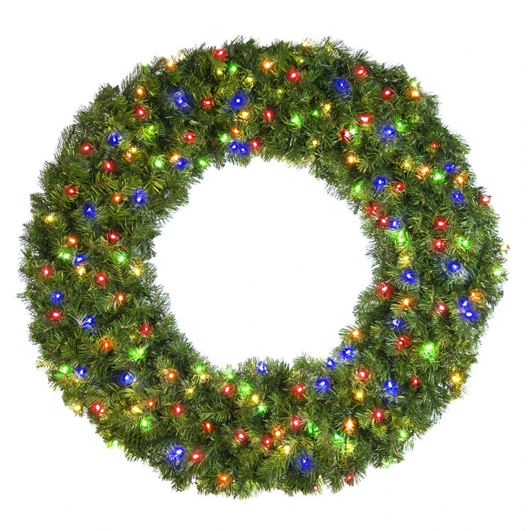 48" Deluxe Oregon Fir Wreath - Lit With Multicolor LEDS - No Bow 3 48" Deluxe Oregon Fir Wreath - Lit With Multicolor LEDS - No Bow