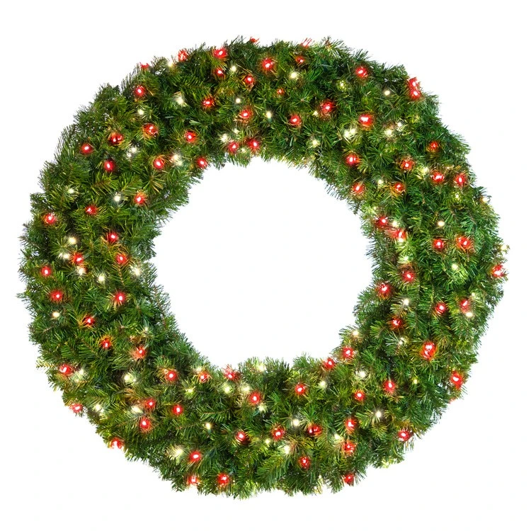 48" Deluxe Oregon Fir Wreath - Lit With Pure White And Red LEDS - No Bow 3 48" Deluxe Oregon Fir Wreath - Lit With Pure White And Red LEDS - No Bow