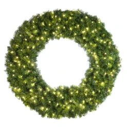 48" Deluxe Oregon Fir Wreath - Lit With Warm White LEDs - No Bow
