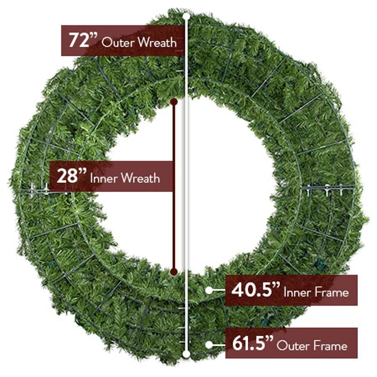 72" Deluxe Oregon Fir Wreath - Lit With Multicolor LEDs - No Bow 5 72" Deluxe Oregon Fir Wreath - Lit With Multicolor LEDs - No Bow - Image 3