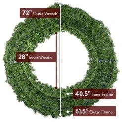 72" Deluxe Oregon Fir Wreath - Lit With Pure White LEDs - No Bow -Christmas Decor Sale w 72 dof 6 back diagram 4