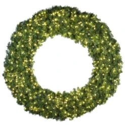 84" Deluxe Oregon Fir Wreath - Lit With Warm White LEDs - No Bow