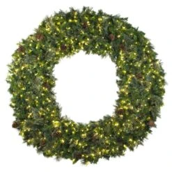 72" Deluxe Mixed Pine Wreath - Lit With Warm White LEDs - No Bow