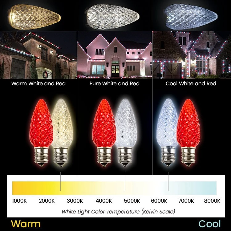 Light Line Kit - SPT-1 C9 50' Green Cord, 12" Spacing, 25 Cool White And 25 Red Bulbs, With 3 Male And Female Slide On Plugs 8 Light Line Kit - SPT-1 C9 50' Green Cord, 12" Spacing, 25 Cool White And 25 Red Bulbs, With 3 Male And Female Slide On Plugs - Image 6