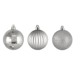 Northlight 100ct Silver Shatterproof 3-Finish Christmas Ball Ornaments 2.5" (60mm)