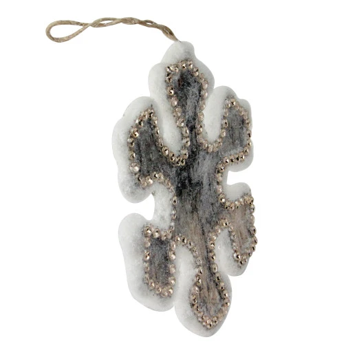 6.25" Brown And White Glittered Shatterproof Christmas Snowflake Ornament 4 6.25" Brown And White Glittered Shatterproof Christmas Snowflake Ornament - Image 2