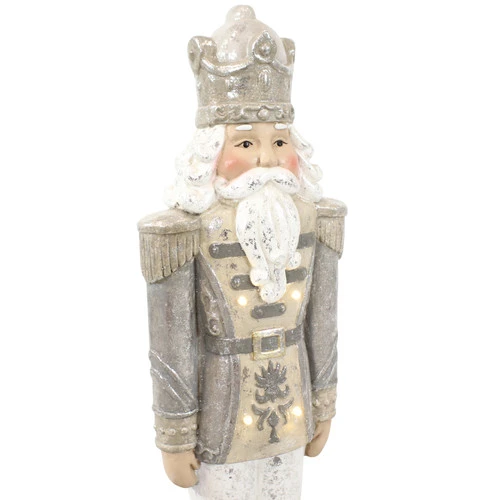 Sunnydaze Alexei The Defender Indoor Nutcracker Statue With LED Lights - Christmas/Holiday Decor - Silver - 36" 8 Sunnydaze Alexei The Defender Indoor Nutcracker Statue With LED Lights - Christmas/Holiday Decor - Silver - 36" - Image 6